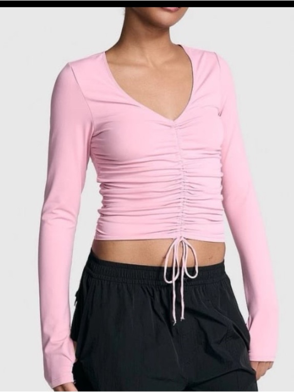 Ruched Relay Long Sleeve Top - Pink